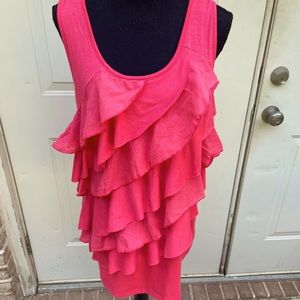 Almost Famous, Ruffled, Pink, Tank Top, Size 1X